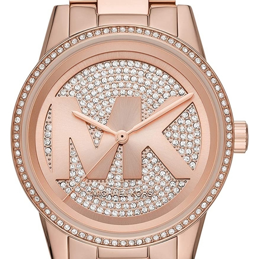 Michael Kors Women's Ritz Stainless Steel Watch With Crystal Topring